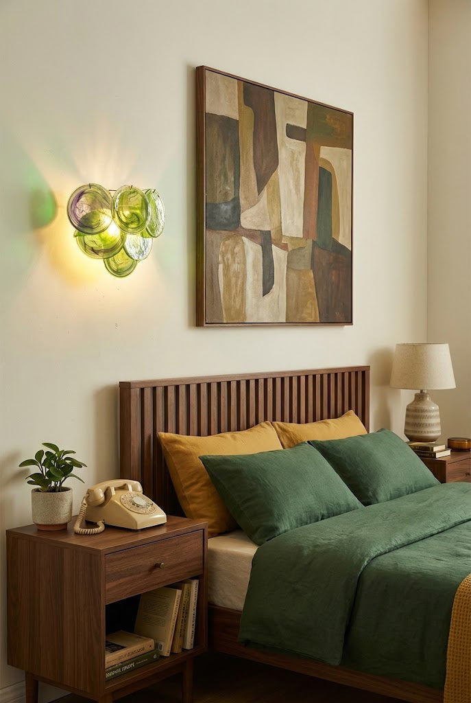 Green Art Glass Discs Wall Lamp - view 4 | morylighting
