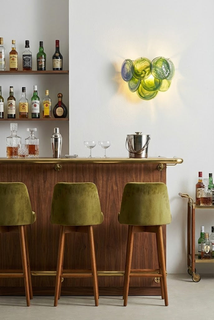 Green Art Glass Discs Wall Lamp - view 3 | morylighting