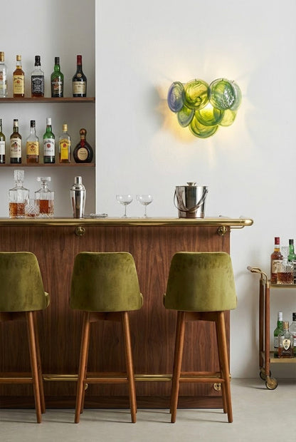 Green Art Glass Discs Wall Lamp - view 3 | morylighting