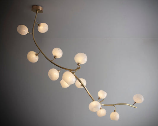 Modern Linear Brass Branches Chandelier for Dining Room
