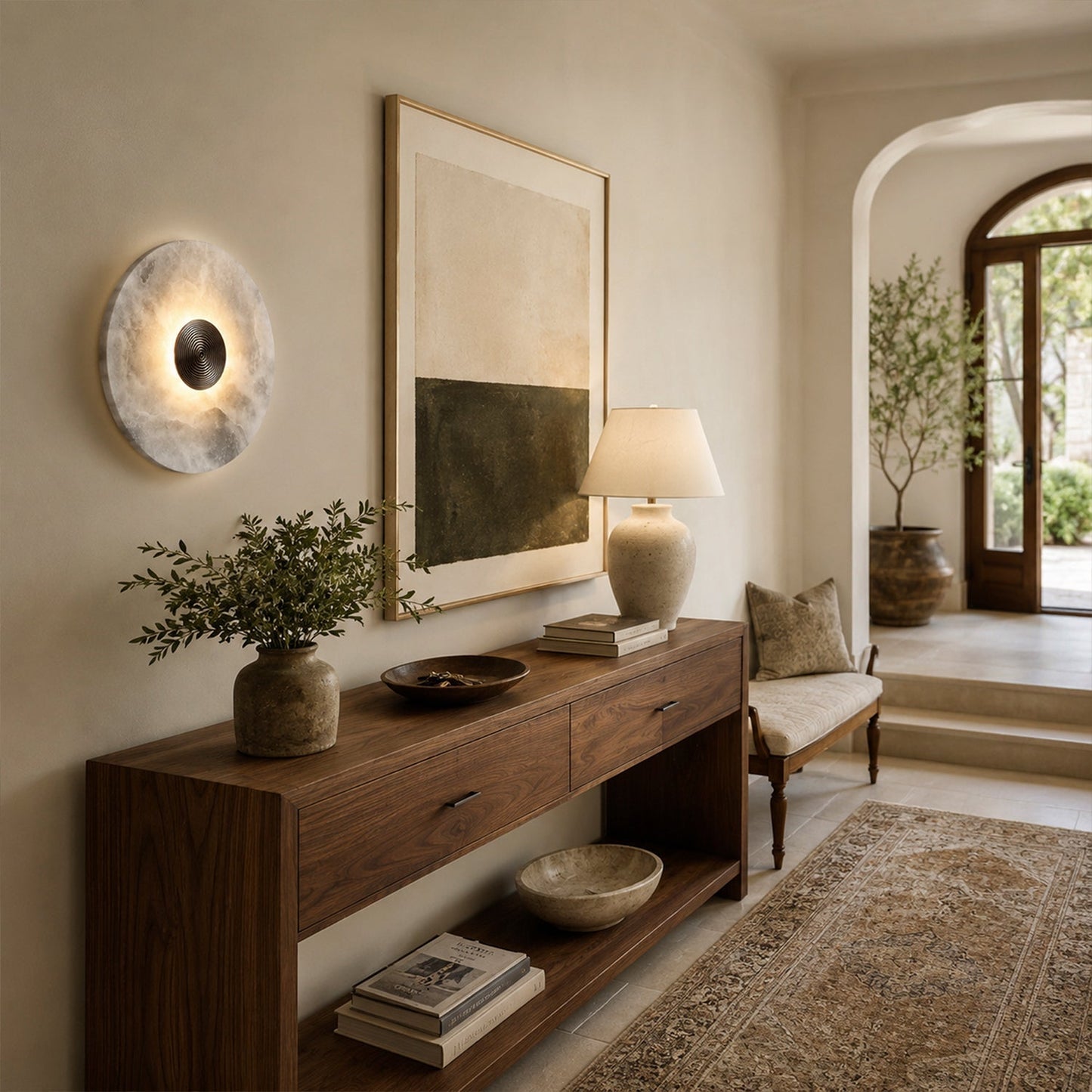 Median Alabaster Flush mount Wall Sconce