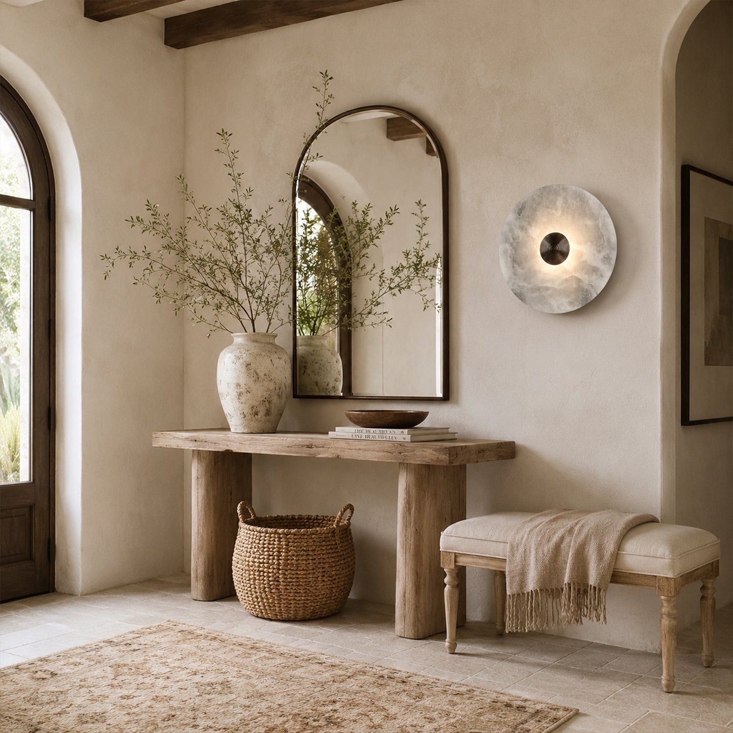 Median Alabaster Flush mount Wall Sconce