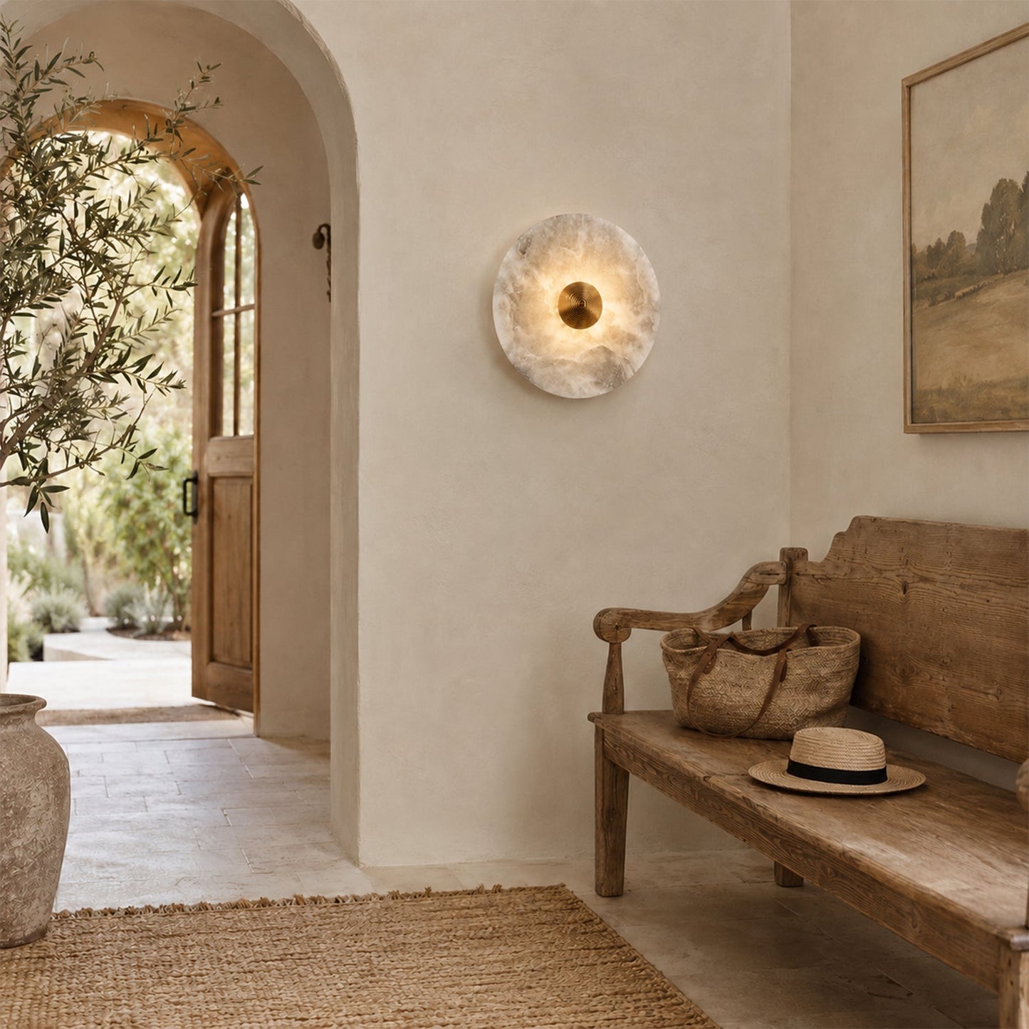 Median Alabaster Flush mount Wall Sconce