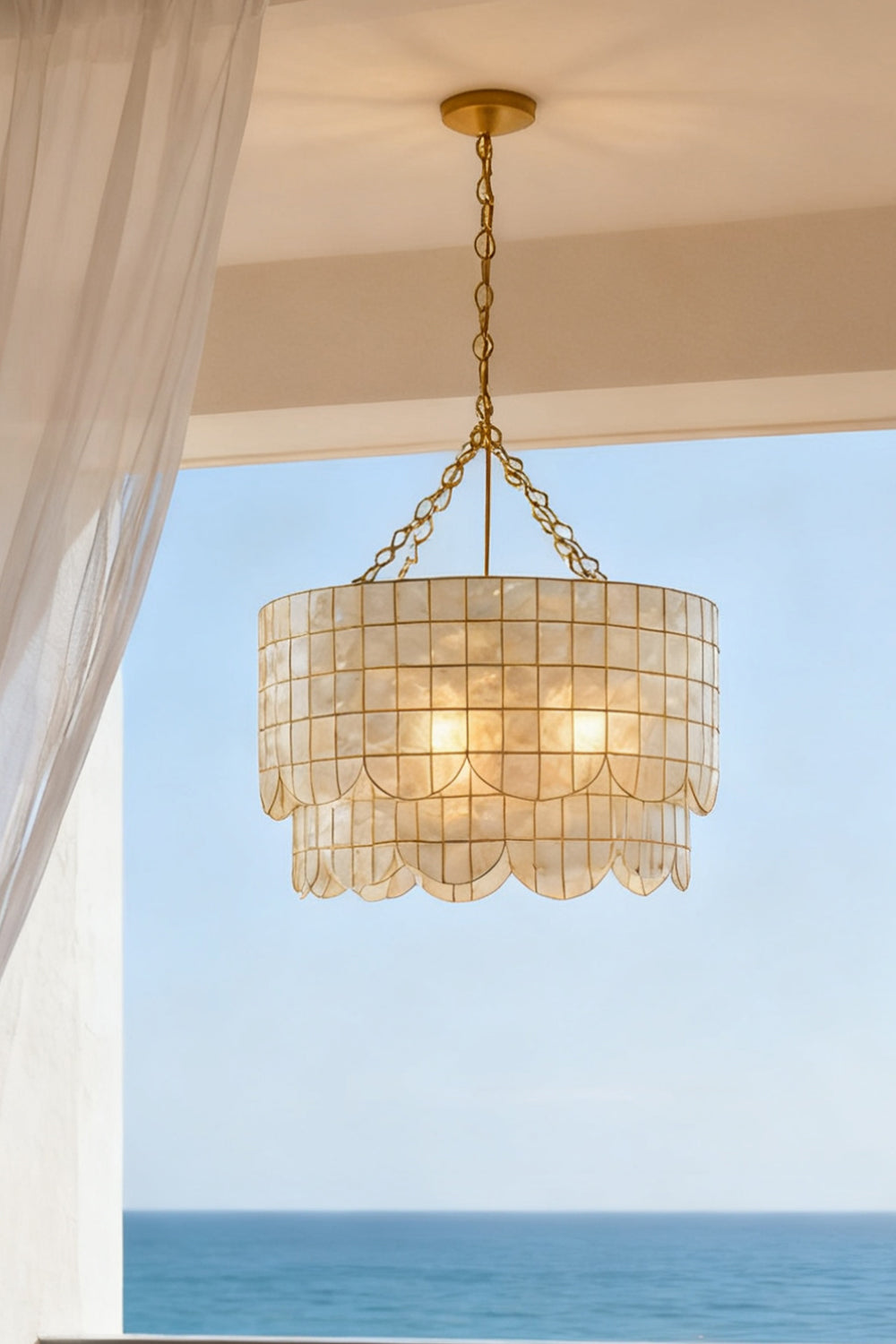 Hailee Capiz Chandelier - view 3 | morylighting