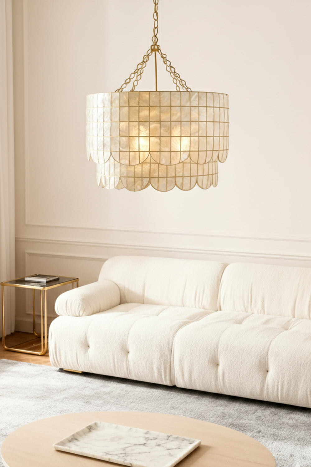 Hailee Capiz Chandelier - view 2 | morylighting