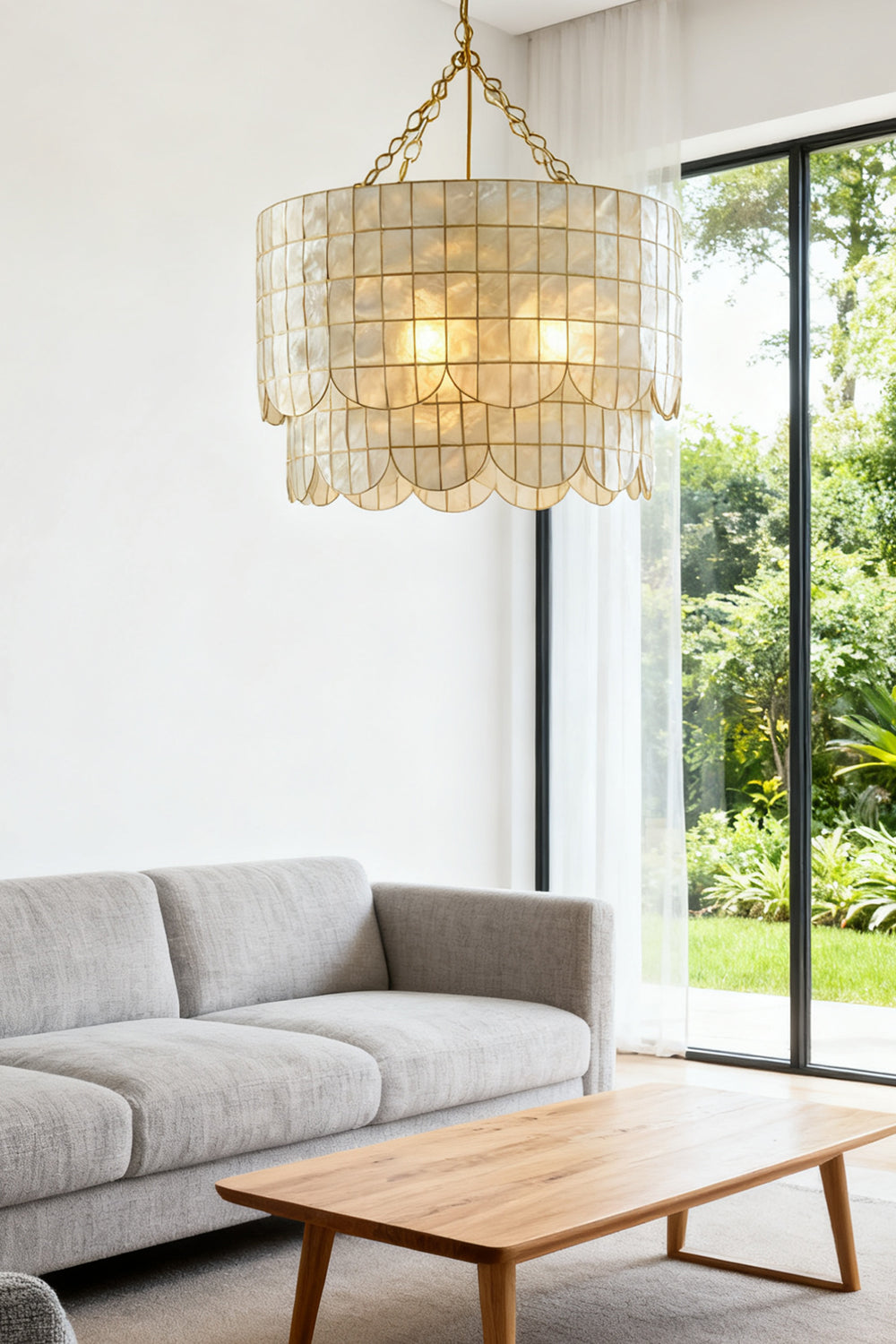 Hailee Capiz Chandelier - view 10 | morylighting