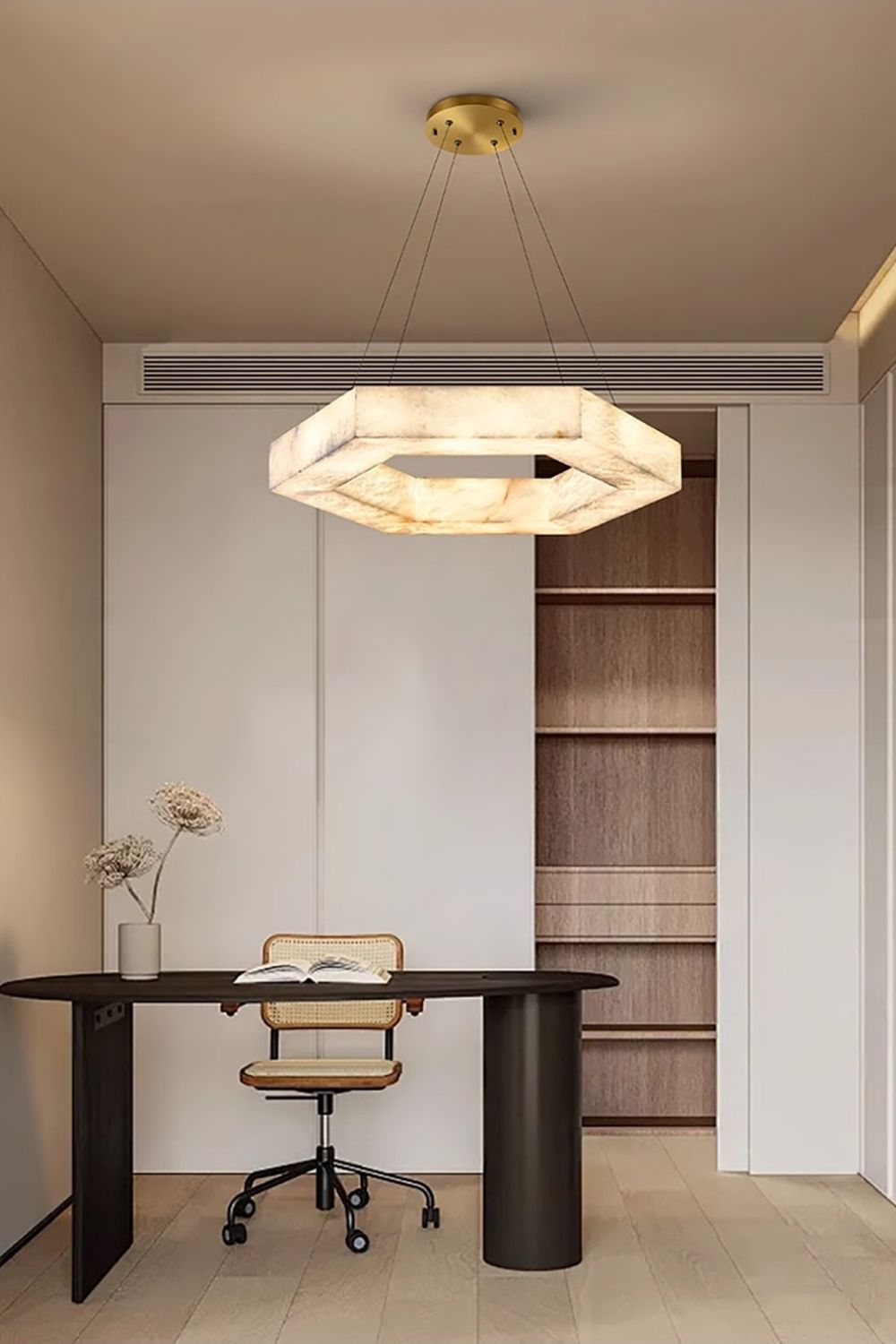 Hexagonal Alabaster Chandelier - view 2 | morylighting
