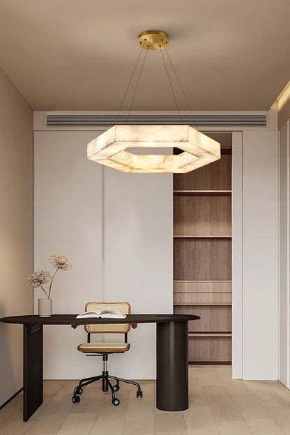 Hexagonal Alabaster Chandelier - view 2 | morylighting