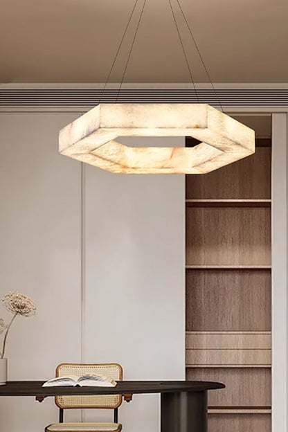 Hexagonal Alabaster Chandelier - view 7 | morylighting