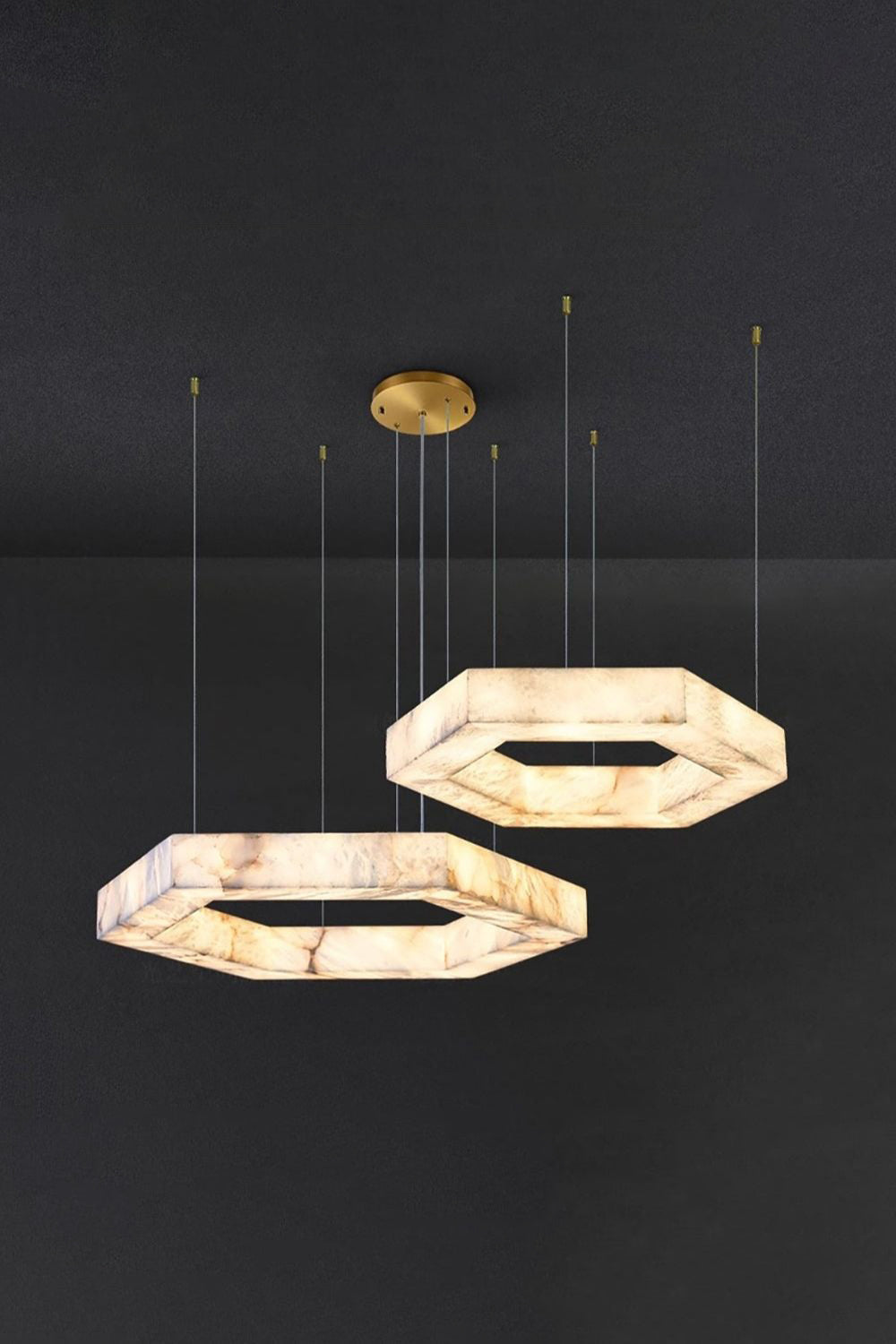 Hexagonal Alabaster Chandelier - view 8 | morylighting
