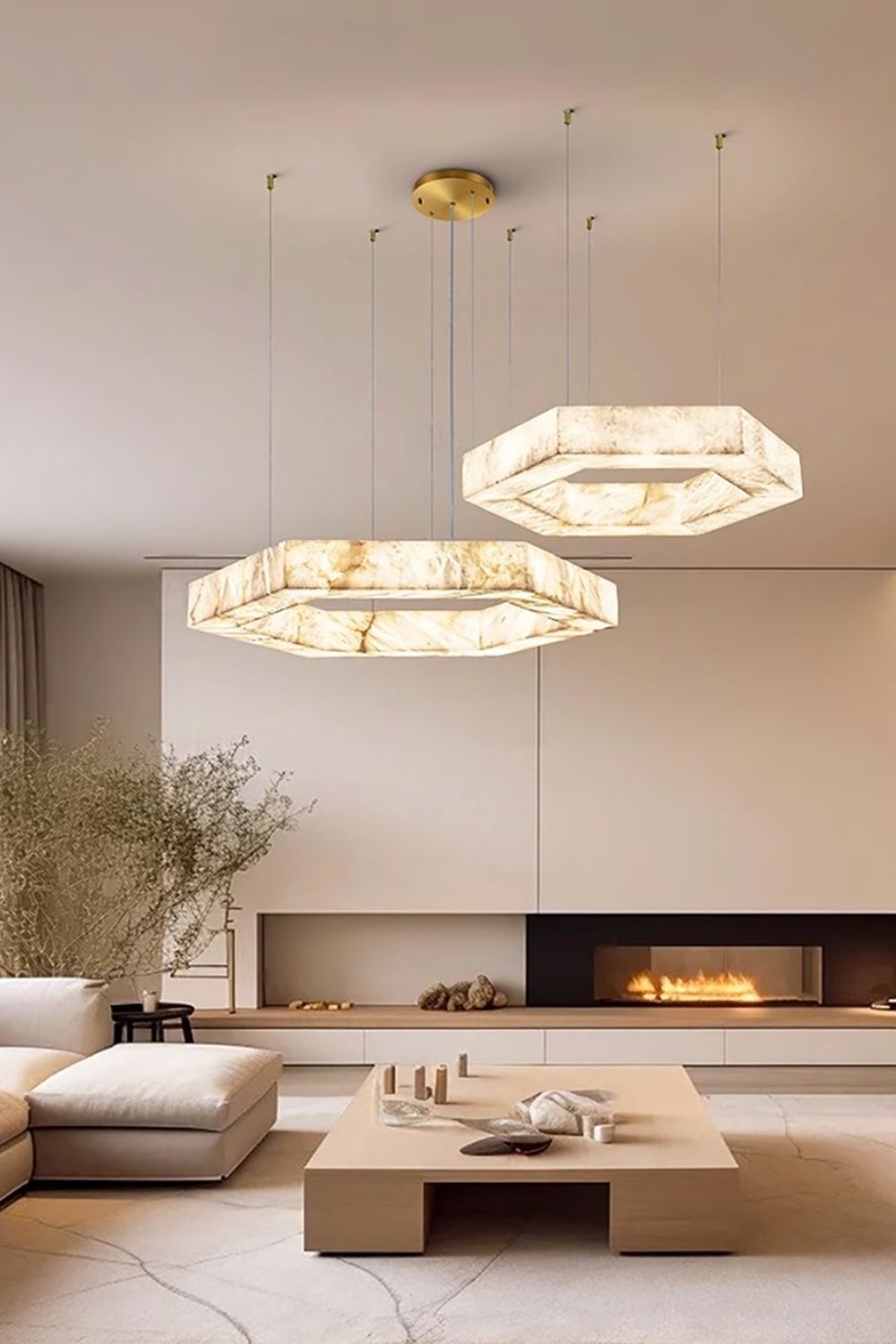 Hexagonal Alabaster Chandelier - view 3 | morylighting