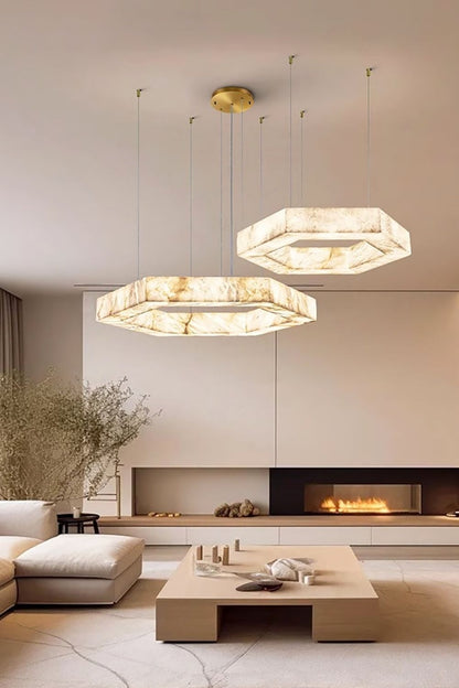 Hexagonal Alabaster Chandelier - view 3 | morylighting