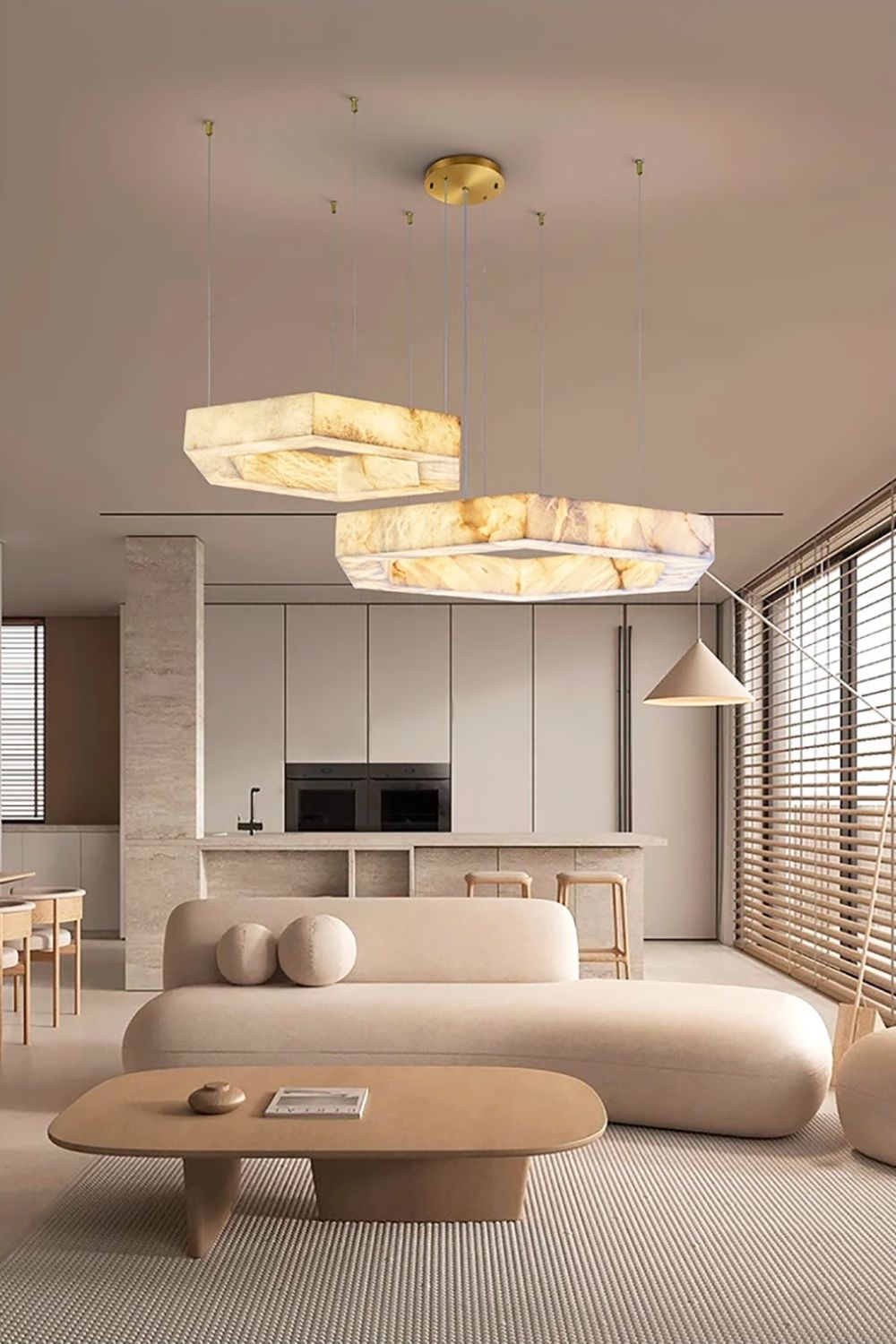 Hexagonal Alabaster Chandelier - view 4 | morylighting