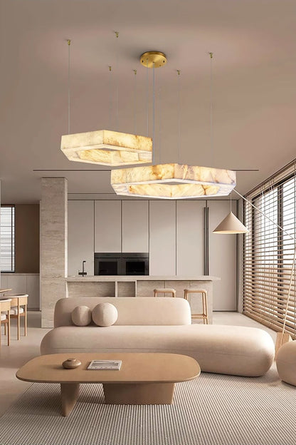 Hexagonal Alabaster Chandelier - view 4 | morylighting