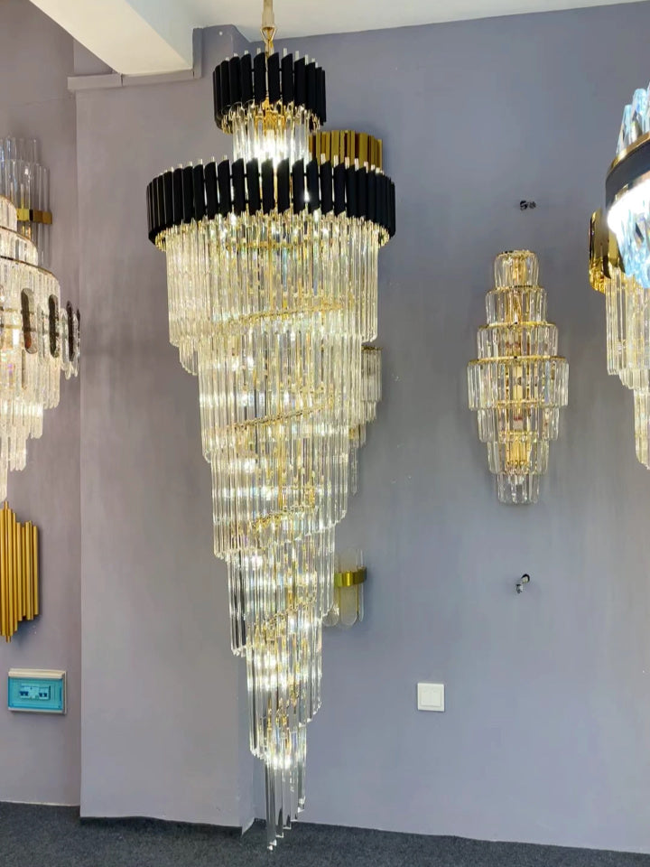 Morylighting Grand Spiral Crystal Foyer Chandelier - Background Shot