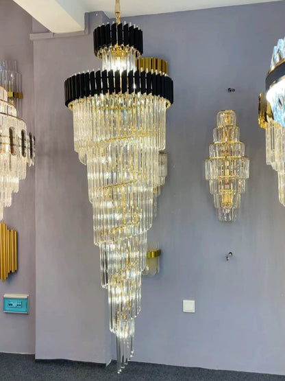 Morylighting Grand Spiral Crystal Foyer Chandelier - Background Shot