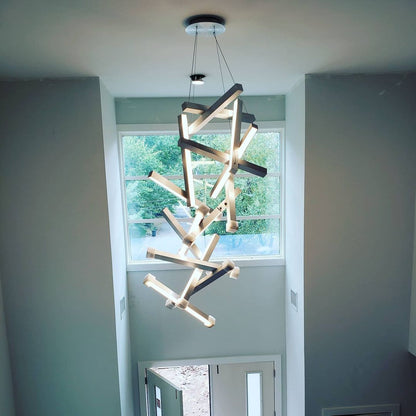 Modern Vertical Geometric Aluminum Chandelier for Staircase/Foyer/High-ceiling