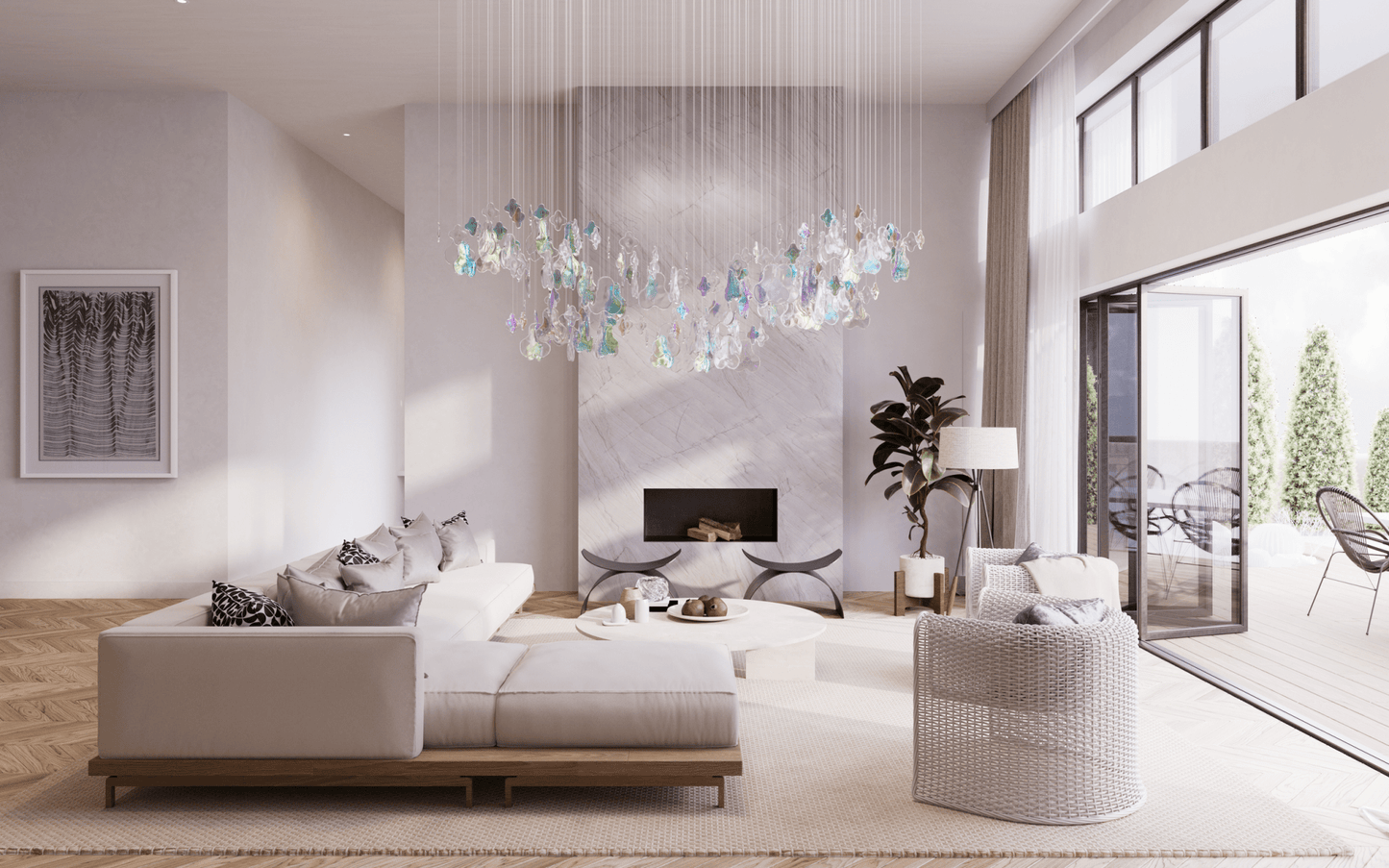Galaxy Iris Iridescent Blossom Chandelier