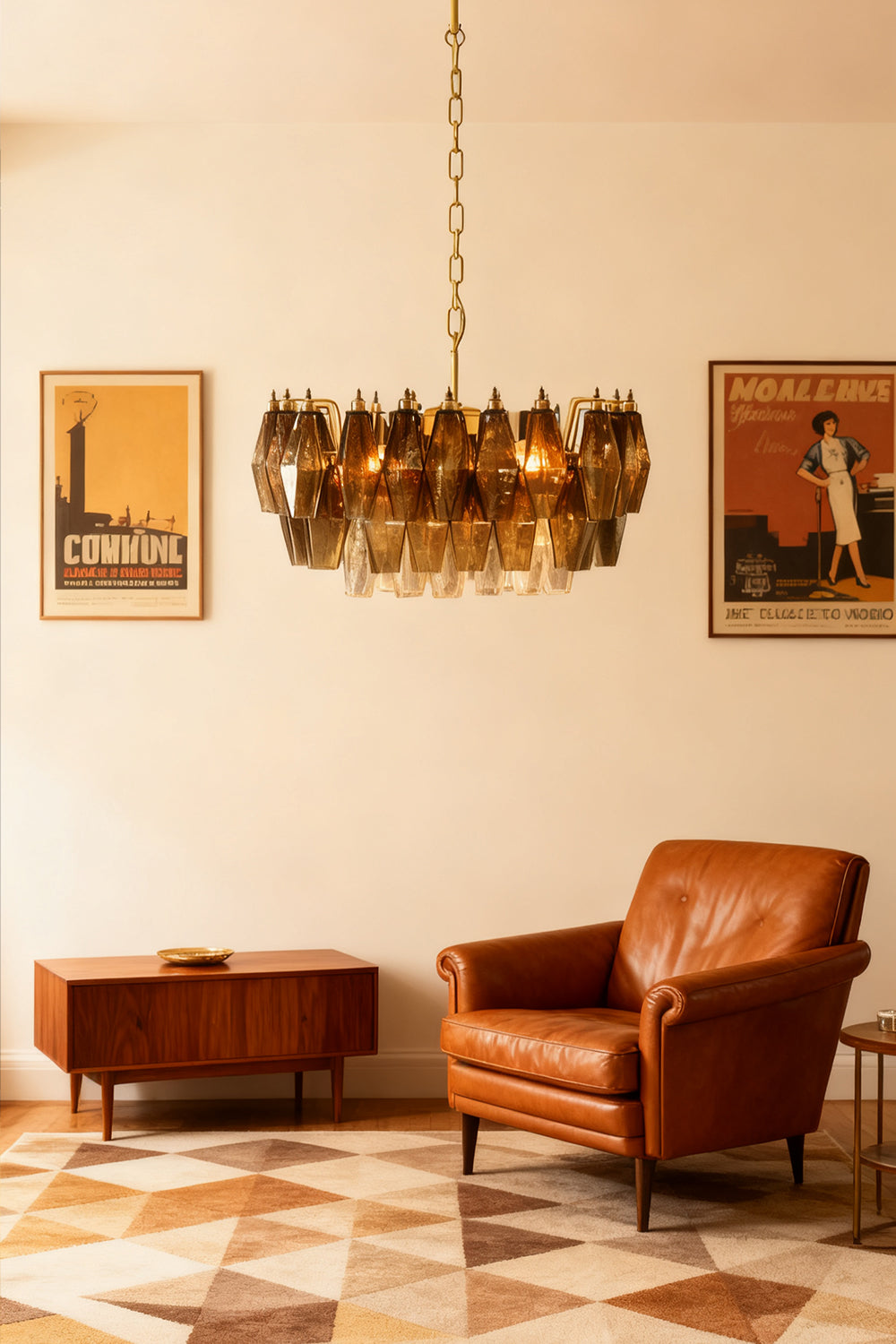Italian Art Poliedri Glass Chandelier - view 2 | morylighting