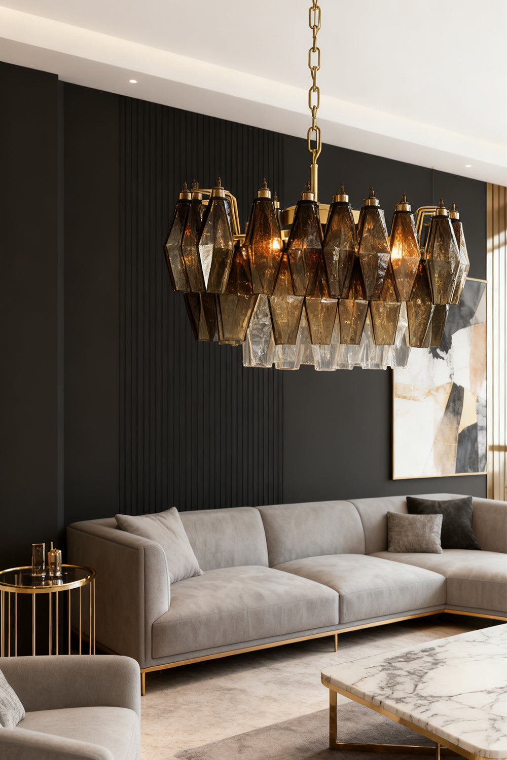 Italian Art Poliedri Glass Chandelier - view 8 | morylighting