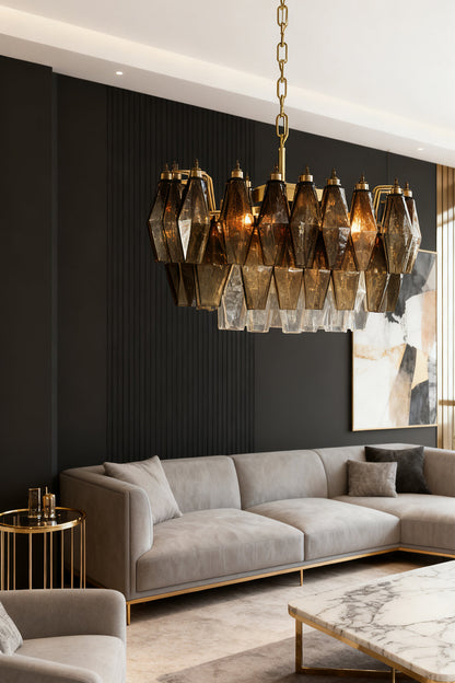 Italian Art Poliedri Glass Chandelier - view 8 | morylighting