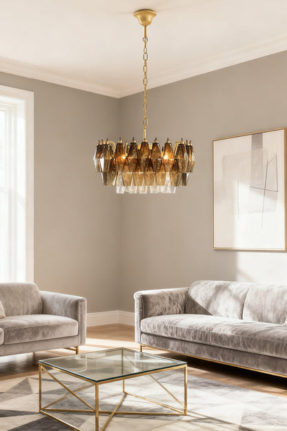 Italian Art Poliedri Glass Chandelier - view 7 | morylighting