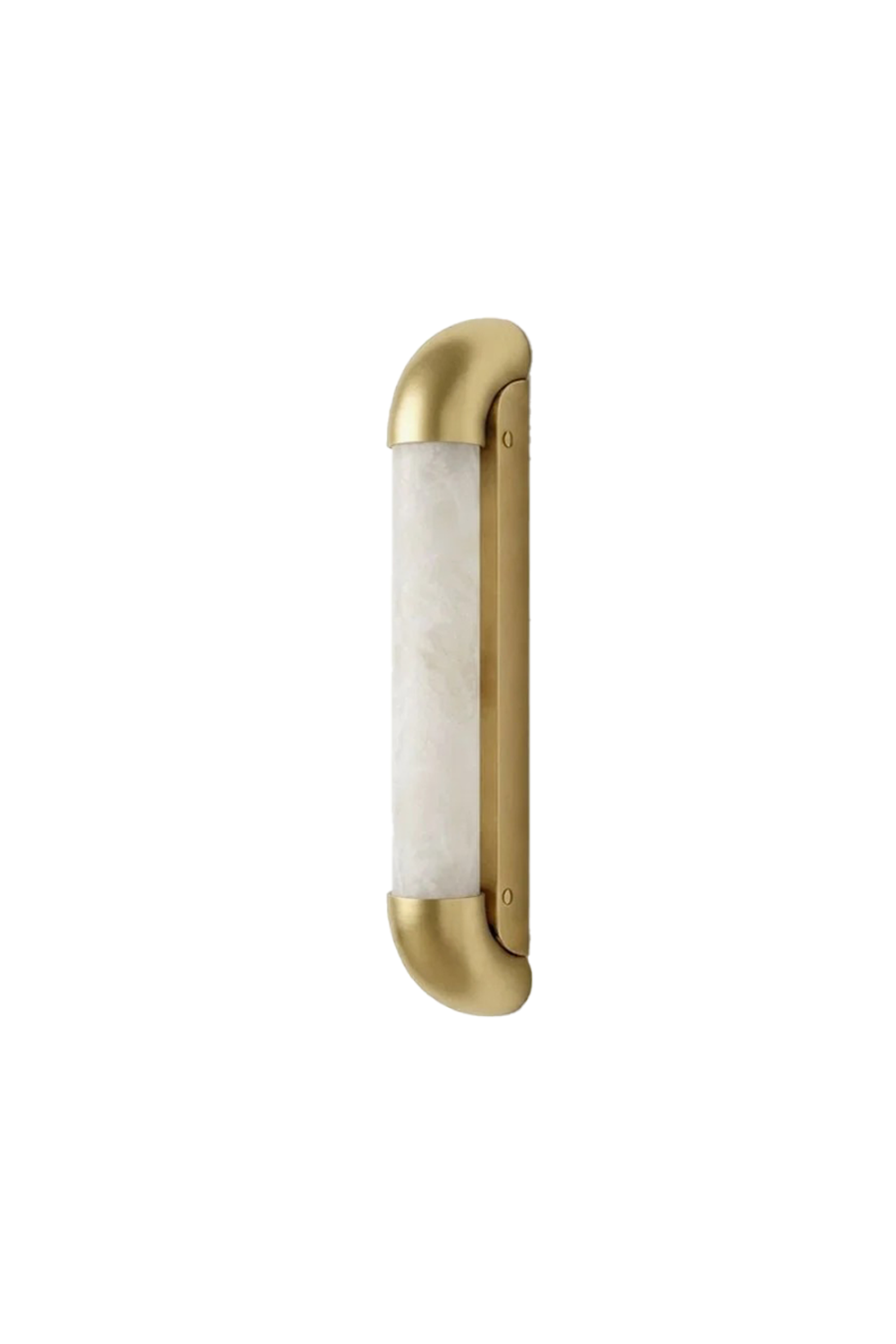 Kester Alabaster Tube Wall Sconce featuring a natural alabaster shade and curved metal frame.