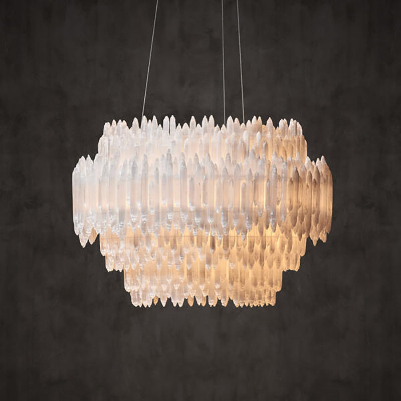 Art Selenite Layer Round Chandelier - morylighting