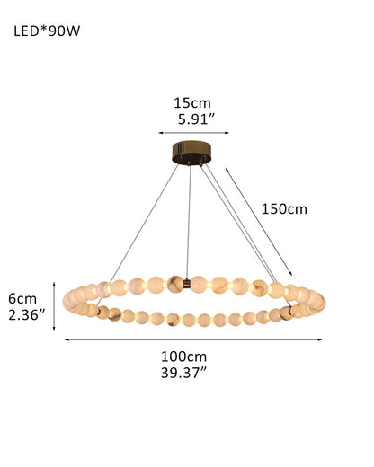 Modern Pearl Alabaster Necklace Circle Double Chandelier by dimming