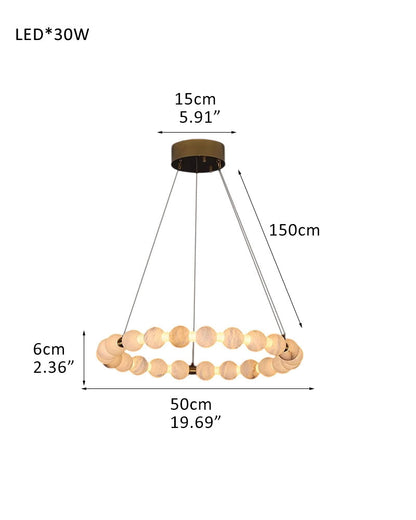 Modern Pearl Alabaster Necklace Circle Double Chandelier by dimming
