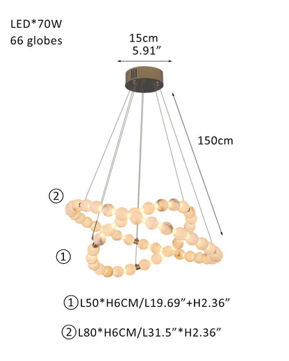 Modern Pearl Alabaster Necklace Circle Triple Chandelier with Dia 60+80+100cm