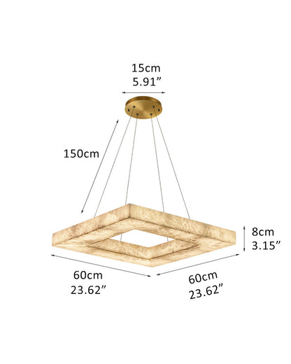 Square/Rectangle Large Alabaster Chandelier, 20" 24" 32" 40" 58" 60" 71" 79" Dia