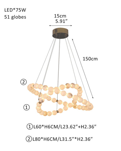 Modern Pearl Alabaster Necklace Circle Triple Chandelier with Dia 60+80+100cm