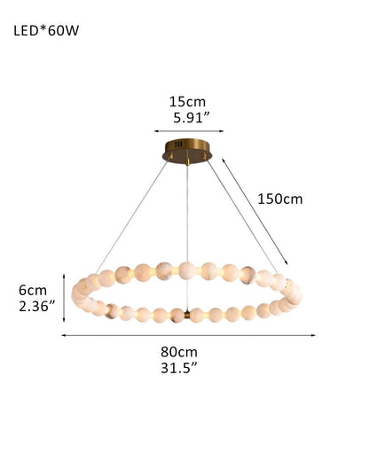 Modern Pearl Alabaster Necklace Circle Double Chandelier by dimming