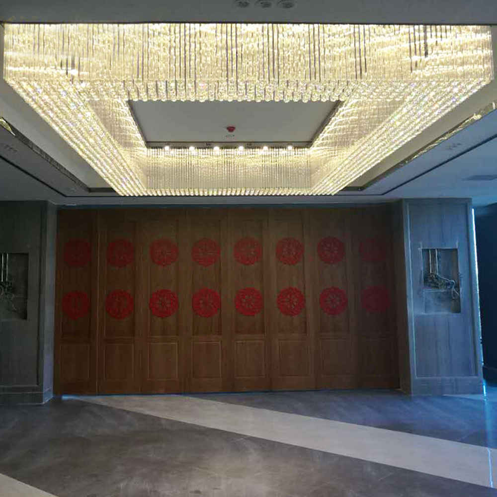 Large square golden crystal chandelier