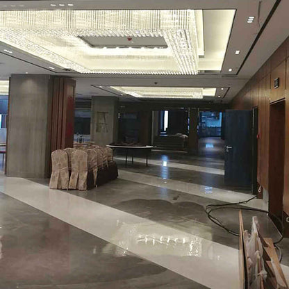Large square golden crystal chandelier