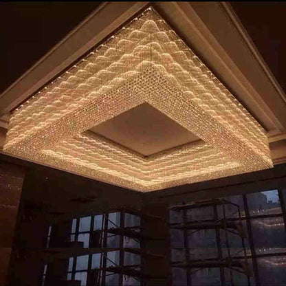 Large square golden crystal chandelier