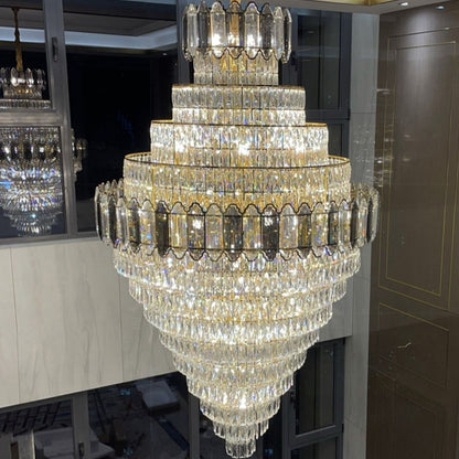 Morylighting Grand Radiance Round Crystal Chandelier - grand American estate foyer