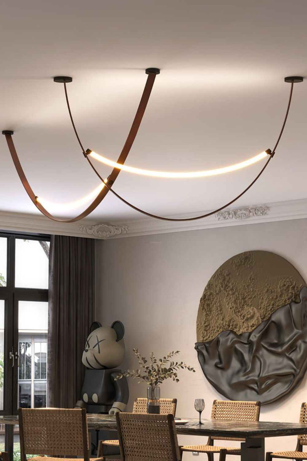 Leather Arc Loop Pendant Light - view 4 | morylighting