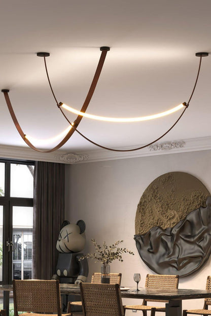 Leather Arc Loop Pendant Light - view 4 | morylighting