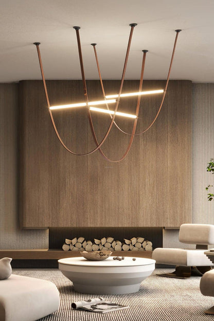 Leather Arc Loop Pendant Light - view 7 | morylighting