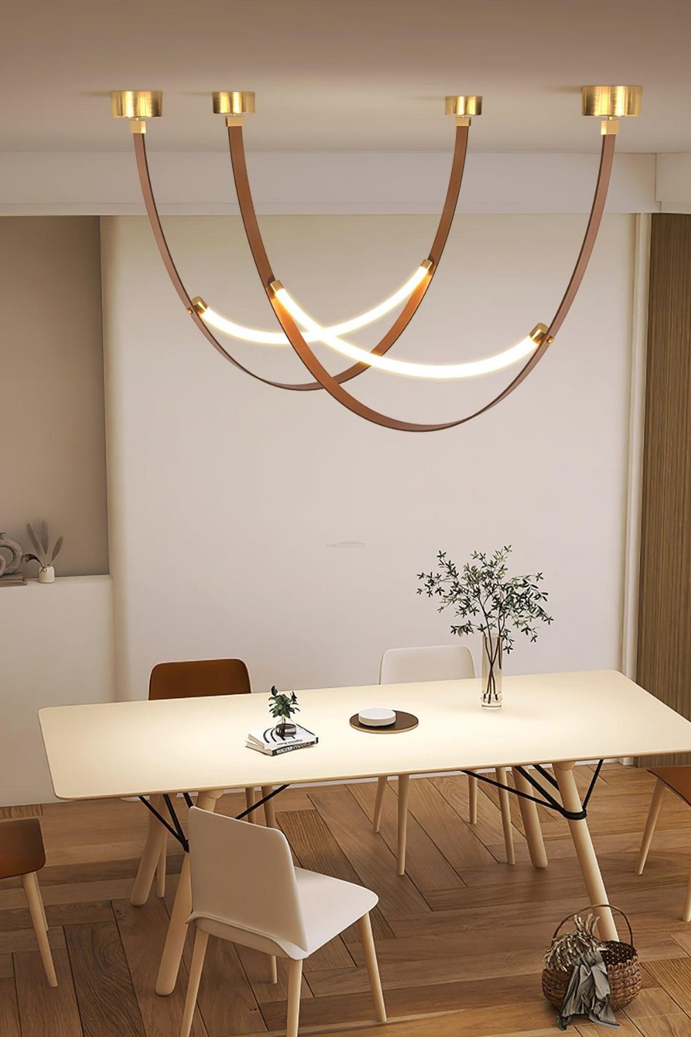 Leather Arc Loop Pendant Light - view 2 | morylighting