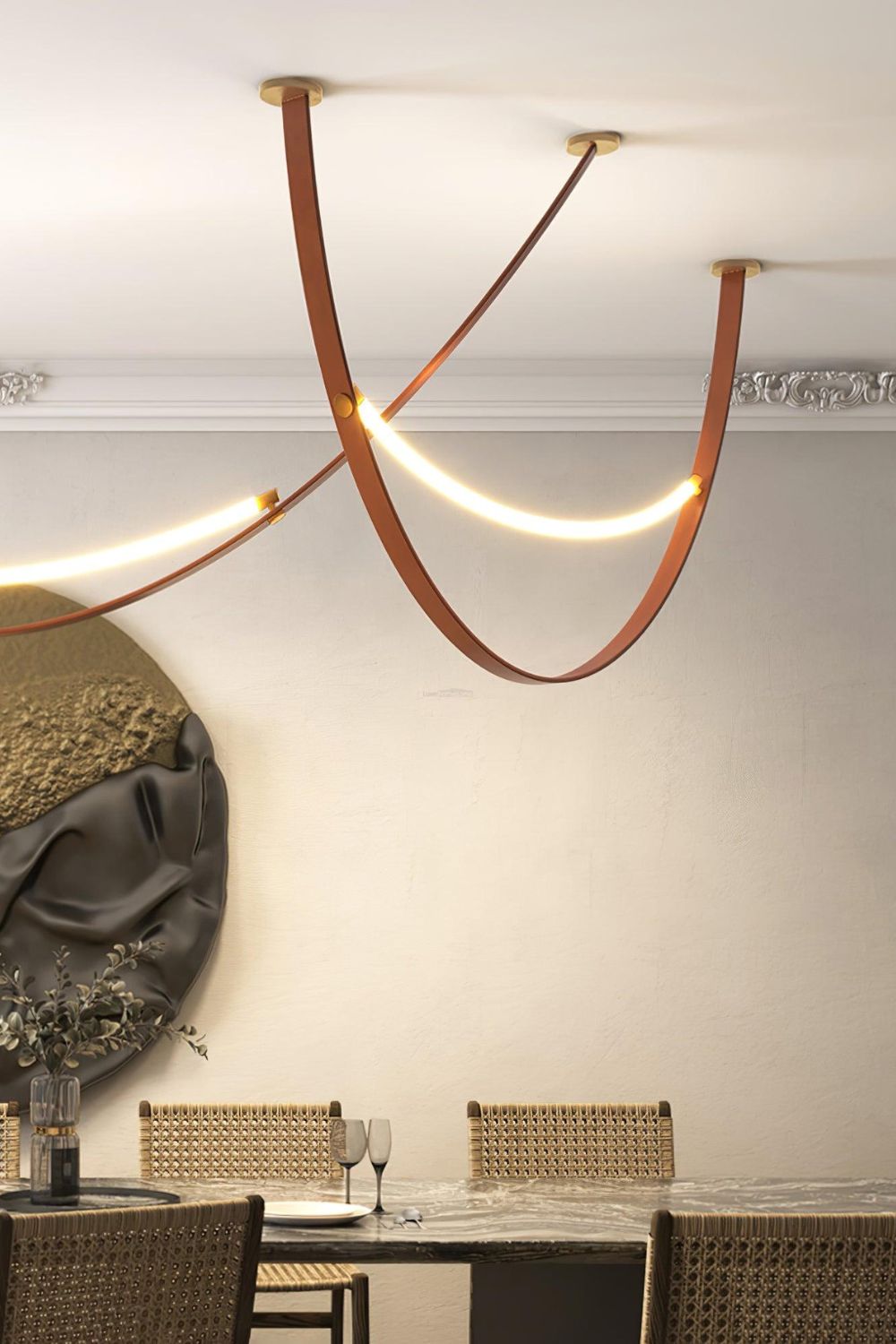 Leather Arc Loop Pendant Light - view 5 | morylighting