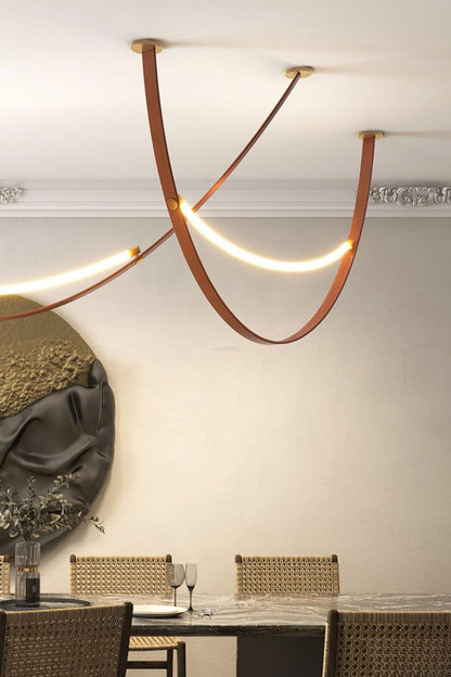 Leather Arc Loop Pendant Light - view 5 | morylighting