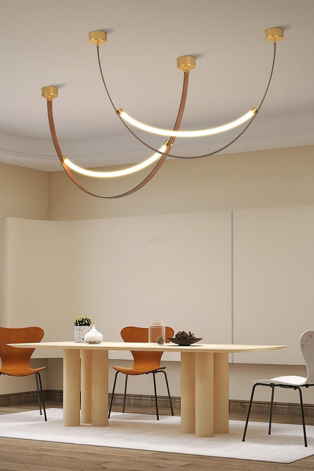 Leather Arc Loop Pendant Light - view 8 | morylighting