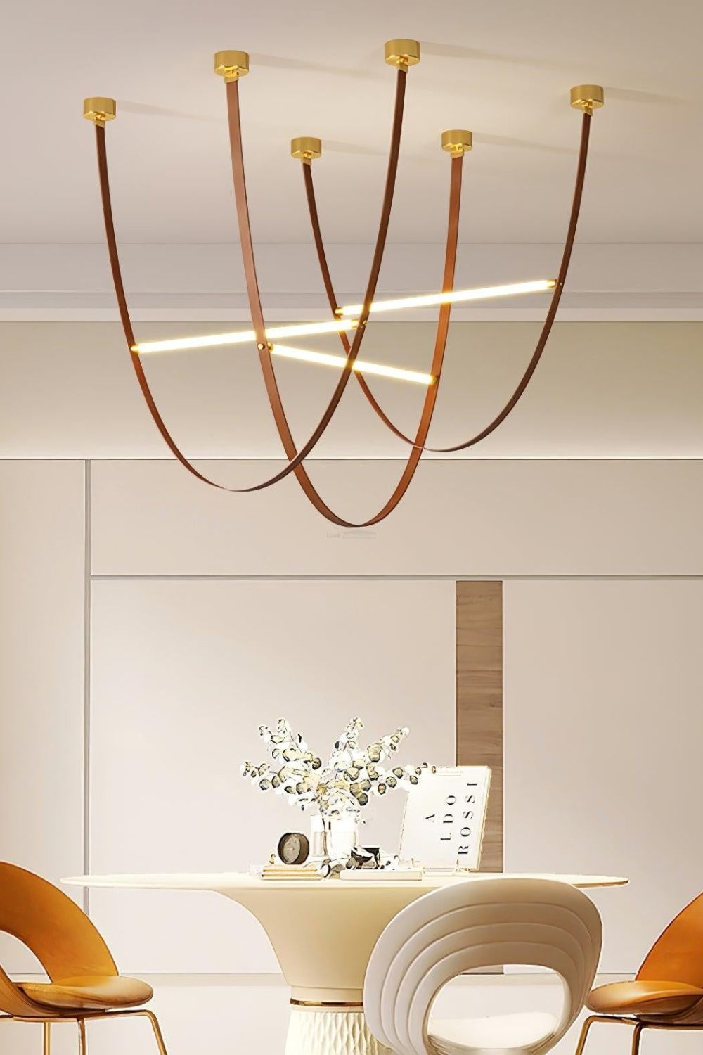 Leather Arc Loop Pendant Light - view 3 | morylighting