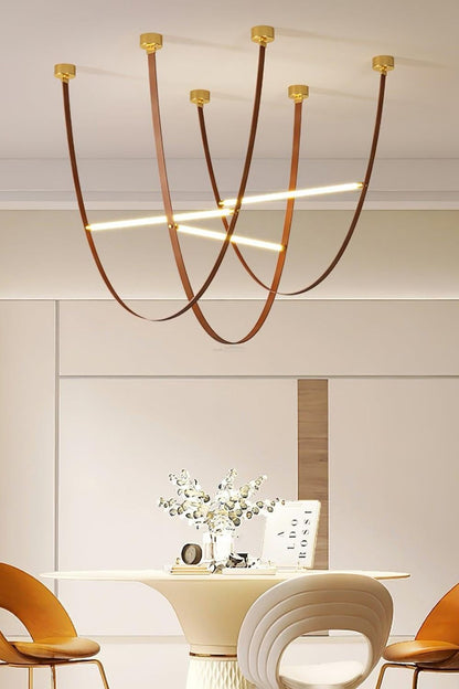 Leather Arc Loop Pendant Light - view 3 | morylighting