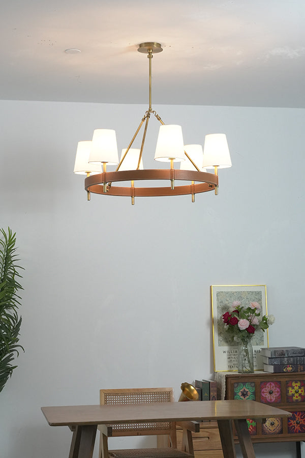 Leather Halo Ring Chandelier - view 13 | morylighting