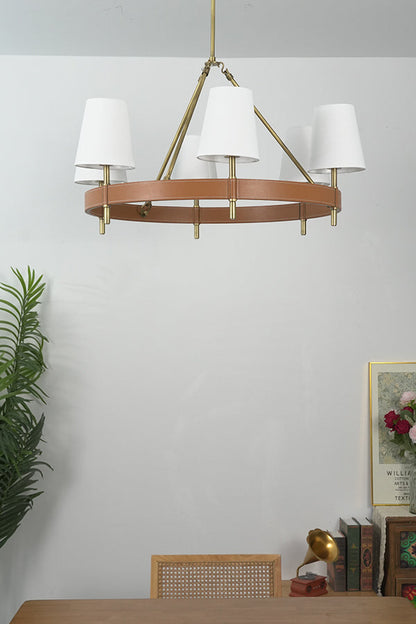 Leather Halo Ring Chandelier - view 19 | morylighting