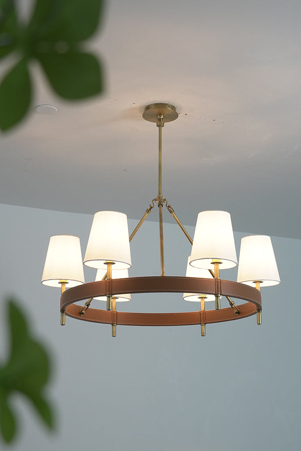 Leather Halo Ring Chandelier - view 12 | morylighting
